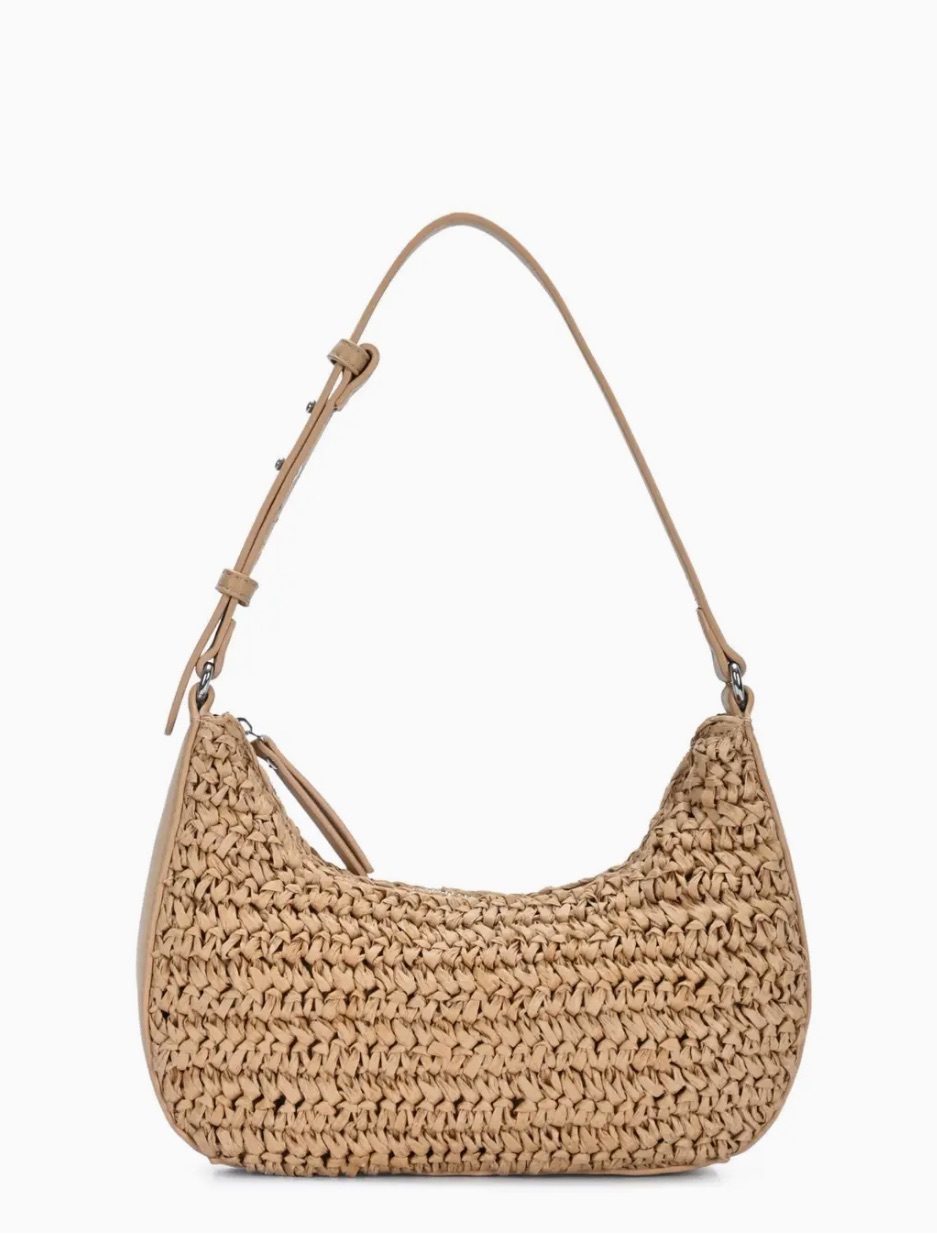 Jules Straw Shoulder Bag - Tan